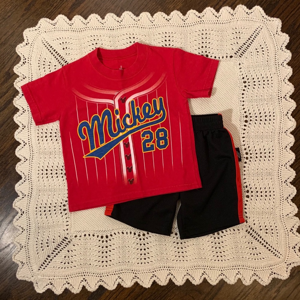 Disneyland Mickey Baseball Tee and Shorts